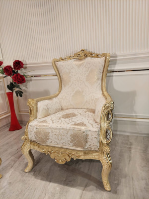 Trono clásico Sillón Silla Muebles Barroco Sillón orejero Chesterfield Terciopelo