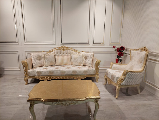 Sofá Chesterfield Barock Sofá Madera Terciopelo Tres plazas Sofás clásicos Muebles