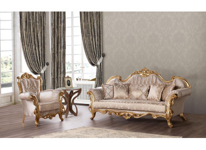 Juego de sofá 3+1 asientos Conjunto de muebles tapizados Clásico conjunto de asientos