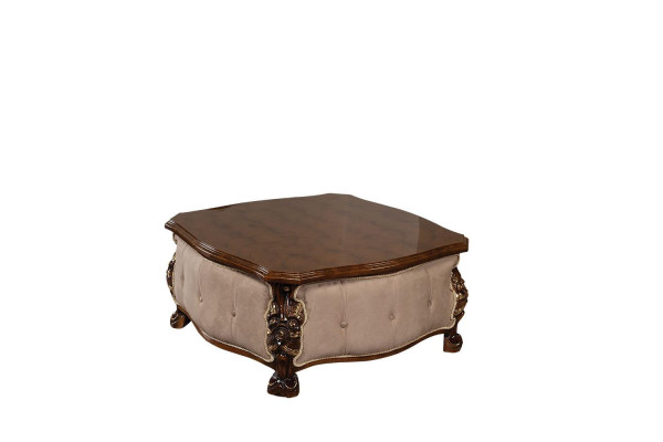 Mesa de centro de madera, mesas clásicas de salón, muebles marrones, cuadrados.