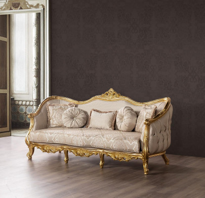 Sofá de lujo Clásico de tres plazas Sofá Sofás Muebles Decoración Tela.