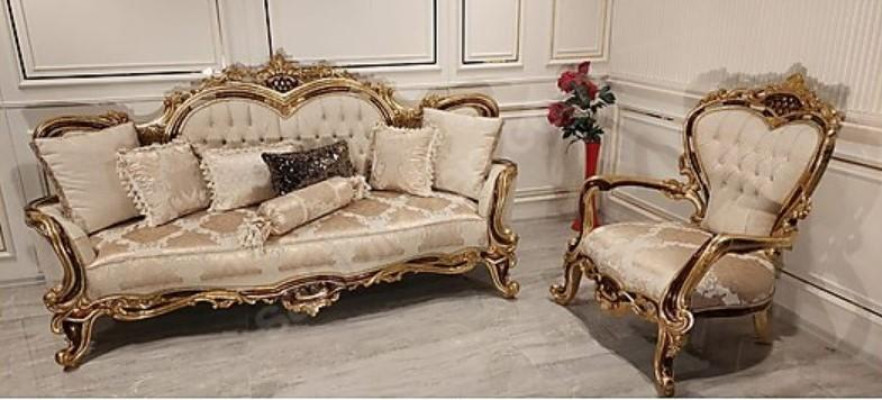 Chesterfield Barroco sofá de tres plazas muebles sofá sofás tela beige