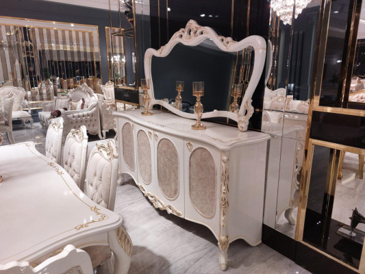 Mueble de lujo para la sala de estar con espejo, consola de diseño de sideboard de madera.
