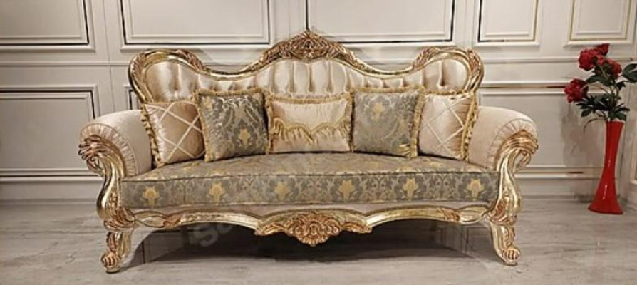 Chesterfield Conjunto de sofá Sofá Tapizado Muebles Barroco Rococó Mesa 3 piezas