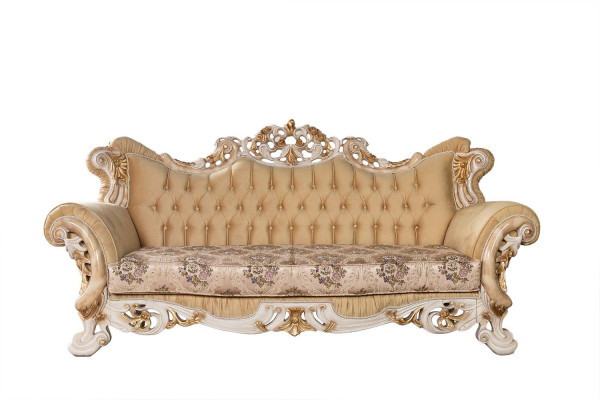 Chesterfield sofá barroco de tres plazas, mueble sofá tela beige