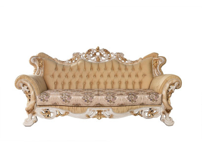 Chesterfield sofá barroco de tres plazas, mueble sofá tela beige