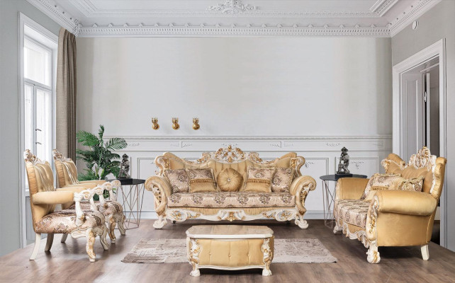 Chesterfield sofá barroco de tres plazas, mueble sofá tela beige