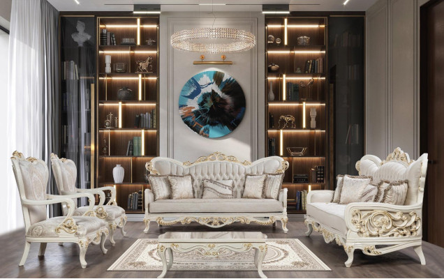 Silla de trono de lujo estilo barroco rococó muebles decorativos sala de estar.