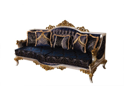 Sofá de tres plazas de estilo barroco de terciopelo con marco dorado. Muebles de sofá nuevos.
