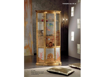 Vitrina clásica de vidrio de madera de lujo con muebles de oro italia.