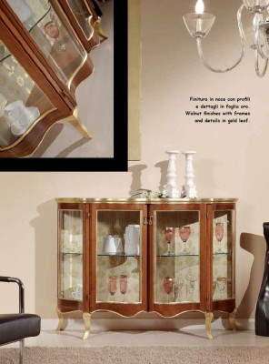 Vitrina Cómoda Cómodas de vidrio Lujo Aparador Armarios Marrón Muebles italianos