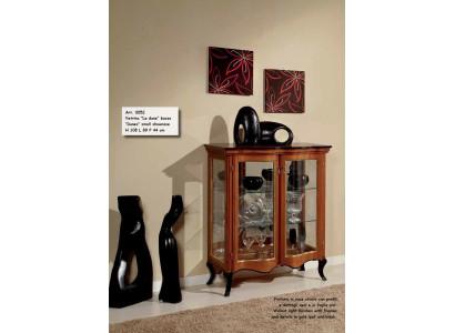 Vitrina clásica de vidrio gabinete de madera vitrina de lujo marrón aparador de sala de estar