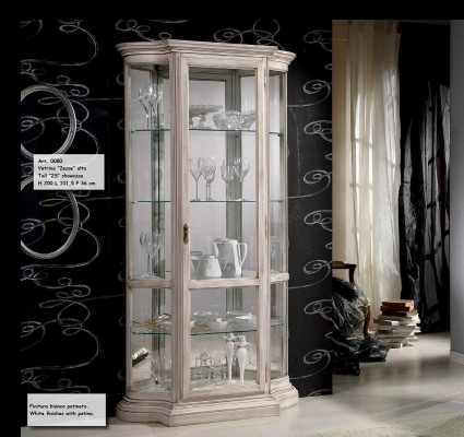 Vitrina de vidrio blanca de lujo de muebles italianos Vitrina Gabinetes Sala de estar
