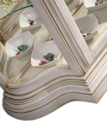 Vitrina de vidrio blanca de lujo de muebles italianos Vitrina Gabinetes Sala de estar