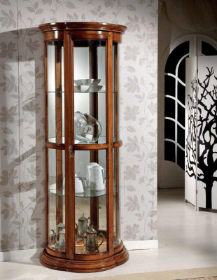 Vitrina clásica de vidrio Gabinete Vitrina de madera Sala de estar de lujo Marrón Credenza