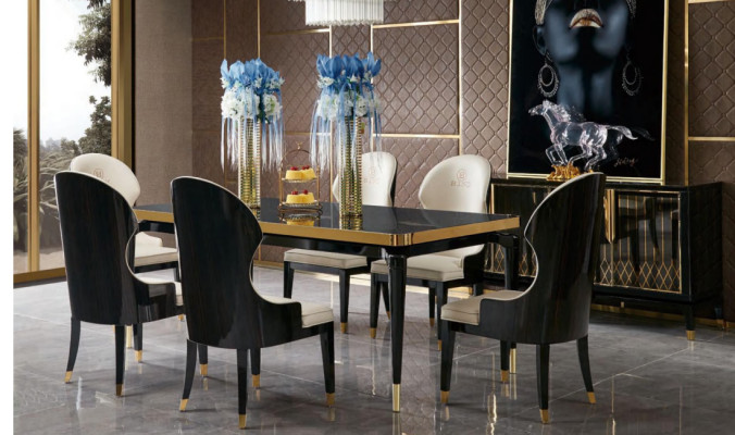 Mesa de comedor Conjunto de mesa Comedor Sala de estar Mesa de comedor Madera Vidrio Muebles