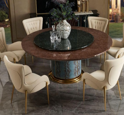 Conjunto completo de comedor: mesa redonda y 4 sillas con respaldo, grupo de comedor.