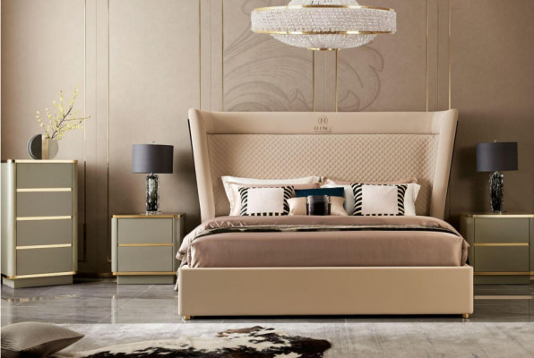 Dormitorio Hotel Camas Doble Diseño de cama de madera y tela 180x200cm