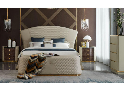 Cama de cuero Muebles de dormitorio de lujo Camas modernas de 3 piezas Set Boxspring