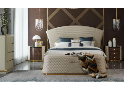 Diseño de cama de cuero de lujo cama doble acolchada dormitorio 180x200