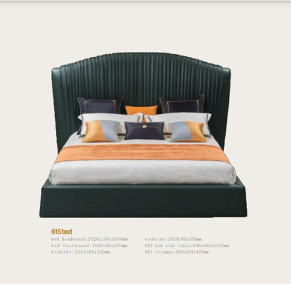 Cama tapizada diseño de lujo cama doble beige 180x200 dormitorio de cuero de hotel.