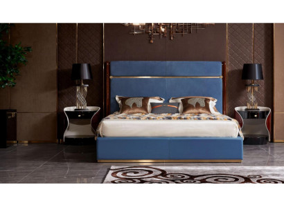 Diseño de cama 2x mesita de noche 3 piezas. Juego de dormitorio completo de lujo