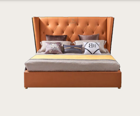 Estructura clásica de cama, muebles de dormitorio, diseño de camas, conjunto de 3 piezas.