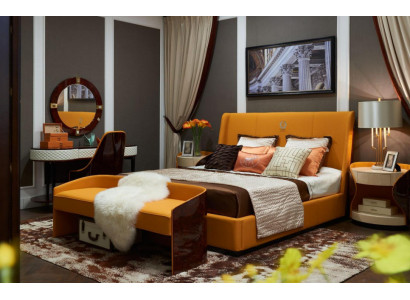 Cama Mesita de noche Taburete Set de dormitorio de 4 piezas Diseño moderno Lujo Camas Nuevas