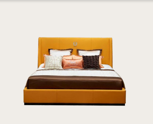 Habitación de lujo con cama doble de 180x200 cm de cuero nuevo para hoteles.
