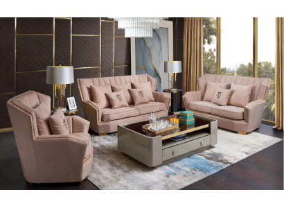 Muebles de lujo Juego de sofás Sofá Tapizado 3 plazas Mesa de centro Sofás