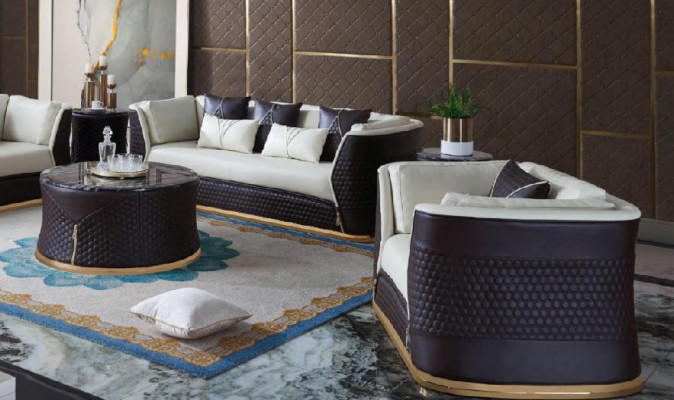 Conjunto de muebles 3 plazas Mesa de centro 2 mesas auxiliares Sofá Esquinero Sofá 6 piezas