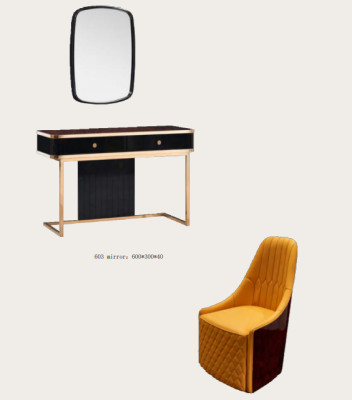 Vanity mirror chair luxury console dresser bedroom 3-piece.