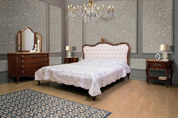Diseño de dormitorio, muebles clásicos de lujo, cama moderna, conjunto de 2 camas, 4 piezas.