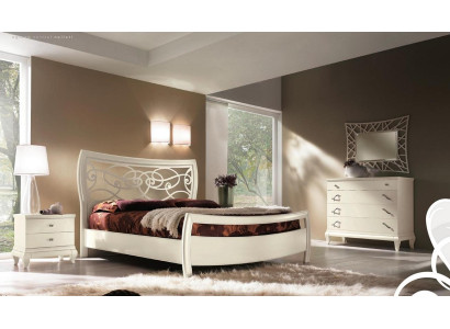 Dormitorio Cama Mesita de noche Cómoda Espejo Juego de muebles de dormitorio Grupo de camas Set de 5 piezas.