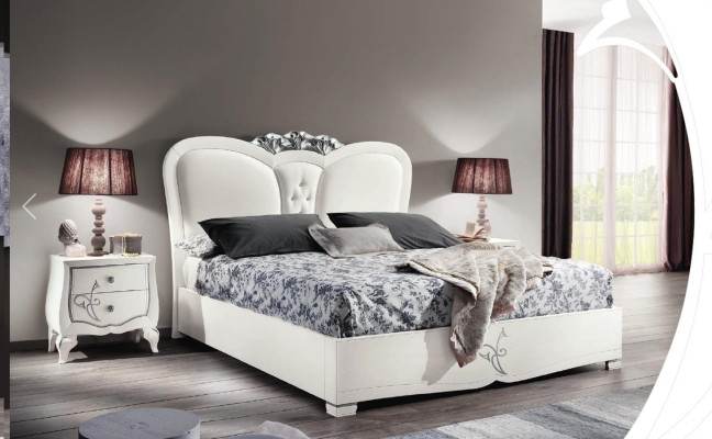 Cama de lujo Camas modernas Estructura de cama doble de madera Dormitorio blanco