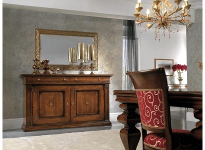 Mueble de madera maciza con espejo Aparador conjunto de cómodas Muebles italianos de 2 piezas.