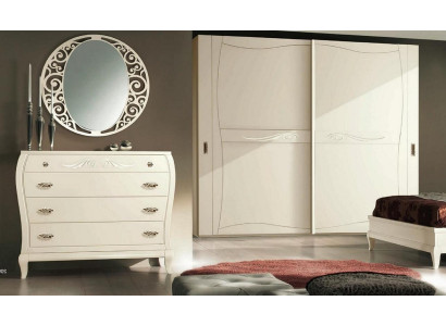 Cómoda Espejo Cómoda Armario Estante Consola Muebles Armario de madera Italy Conjunto 2 piezas.