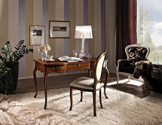Mesa de escritorio de diseñador Silla de oficina Conjunto de muebles italiano Secretaria Sillón 2 piezas.