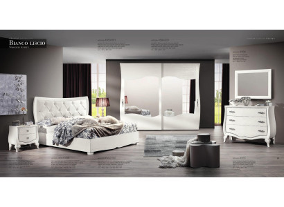 Conjunto Dormitorio Cama Mesita de Noche Armario Cómoda Espejo Set de 6 piezas