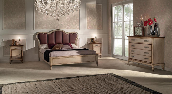 Cama mesita de noche cómoda conjunto de dormitorio de diseño clásico de lujo camas nuevas