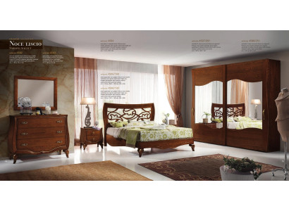 Dormitorio Cama Mesita de noche Armario Cómoda Espejo Juego de 6 piezas