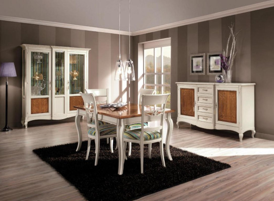 Juego de comedor conjunto cómoda sillas 4x vitrina grupo grupo de comedor vitrinas 7 piezas.