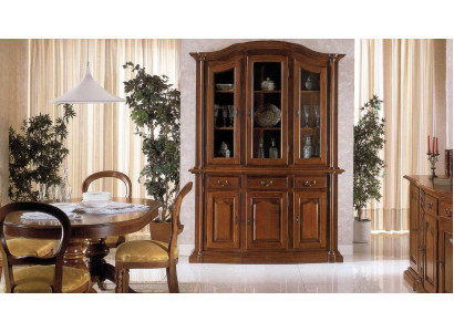 Vitrina de madera maciza para muebles de salón, aparador de madera maciza con puertas de vidrio.