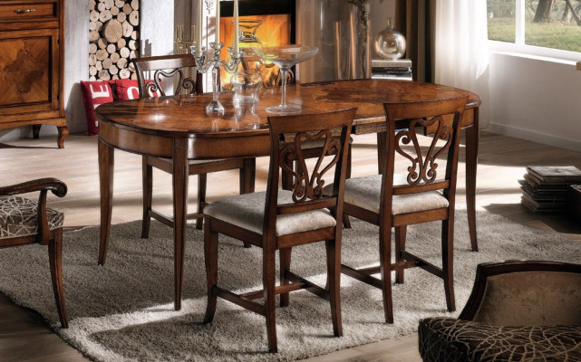 Mesas de comedor italianas Mesa de madera Mesas Muebles Mesa de comedor Estilo antiguo Madera maciza