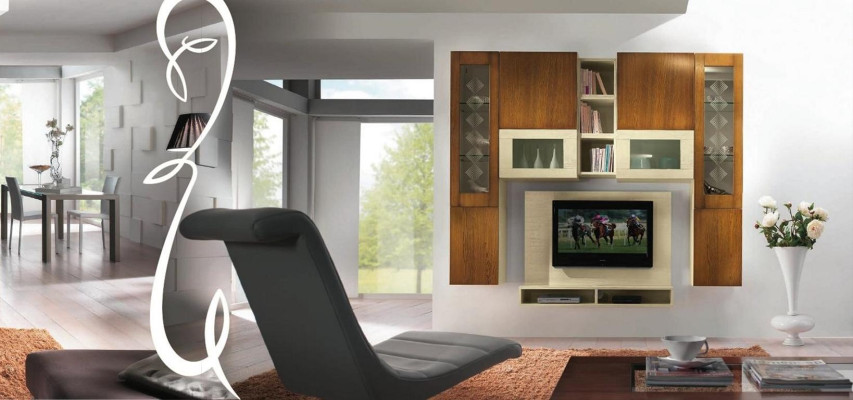 Sala de estar mueble de pared RTV estante tv madera armarios vitrina estante de pared Italia nuevo.