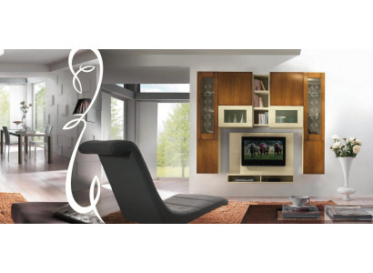Sala de estar mueble de pared RTV estante tv madera armarios vitrina estante de pared Italia nuevo.