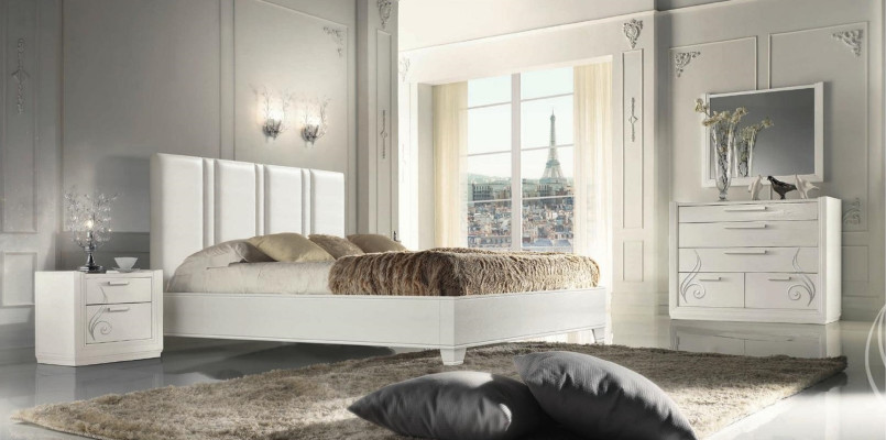 Dormitorio Cama Mesita de noche Grupo Camas Lujo Marco de cama de madera Diseño Set de 3 piezas