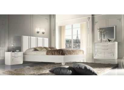 Dormitorio Cama Mesita de noche Grupo Camas Lujo Marco de cama de madera Diseño Set de 3 piezas