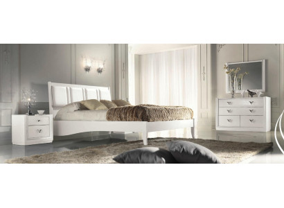 Dormitorio Cama Mesita de noche Cómoda Espejo Juego Conjunto Grupo Madera Lujo Set de 5 piezas.