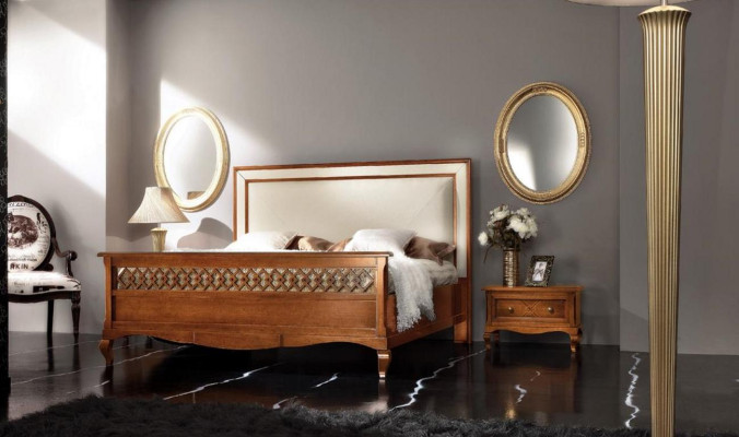 Dormitorio juego de muebles italiano Mesita de noche Madera maciza 3 piezas